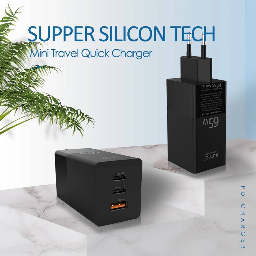 iLEPO GaN Charger 65W PD Fast USB Wall Charger for iPhone 12 Pro Max for Samsung Galaxy Note S20 ult