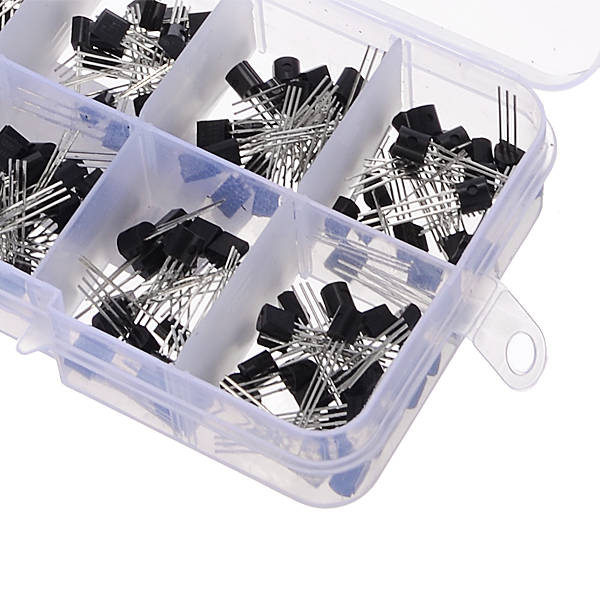 200pcs 10 Values Transistors Pack Transistor Assortment Kit With Storage Box