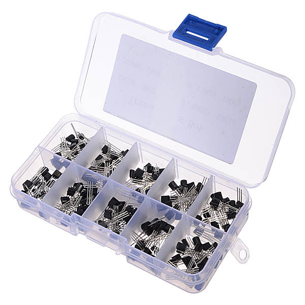 200pcs 10 Values Transistors Pack Transistor Assortment Kit With Storage Box