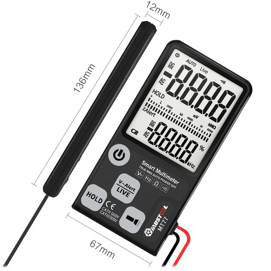MUSTOOL MT77 Large Screen Smart Digital Multimeter Voltage Tester 3-Line Display Fully Auto-Range