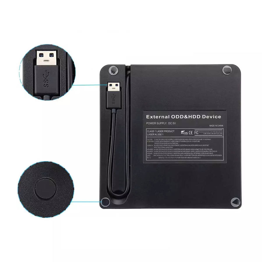 USB3.0 External Optical Drive CD DVD Burner DVD-RW Player Writer Rewri