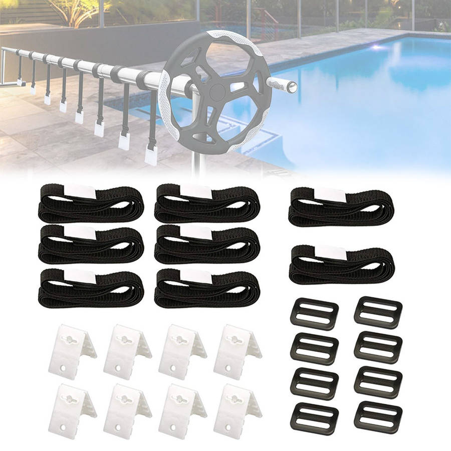 Universal Swimming Pool Cover Reel Roller Strapping Kit Attachment Solar Blanket Straps Equipment fo