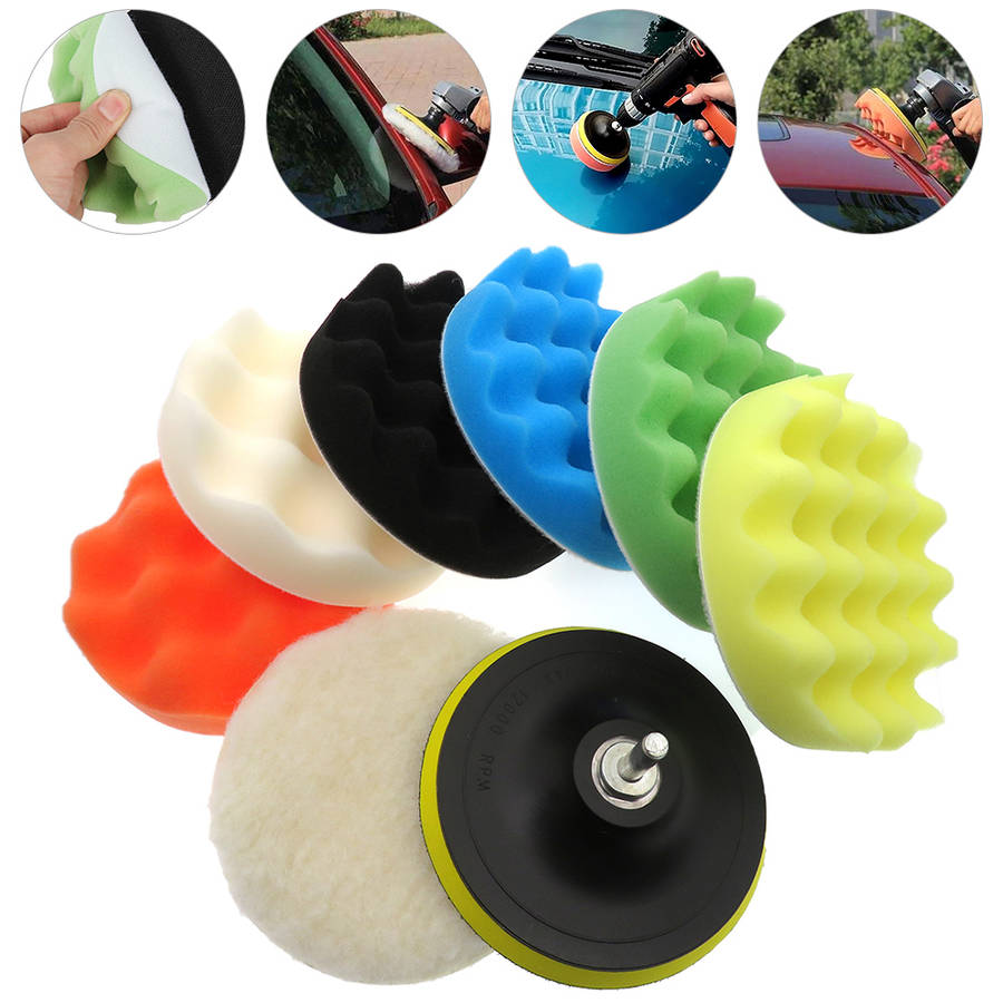 9Pcs 3/4/5/6/7 Inch Car Polishing Sponge Pad Kit For Car Cleaning Tools (Size 4 Inch)