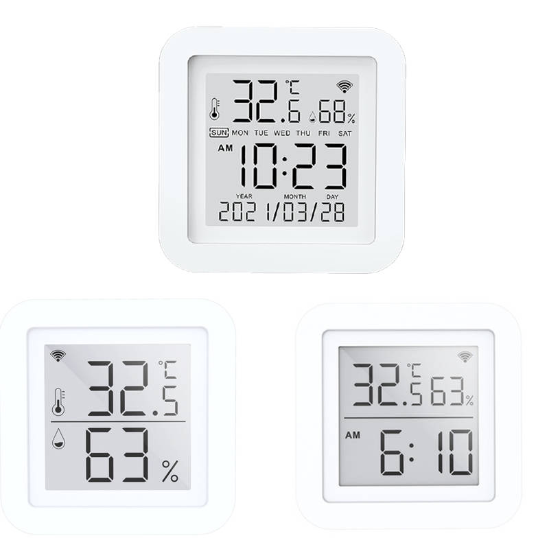 Tuya Wifi Temperature Humidity Smart Sensor Clock Digital Display Remote Control Thermometer Support