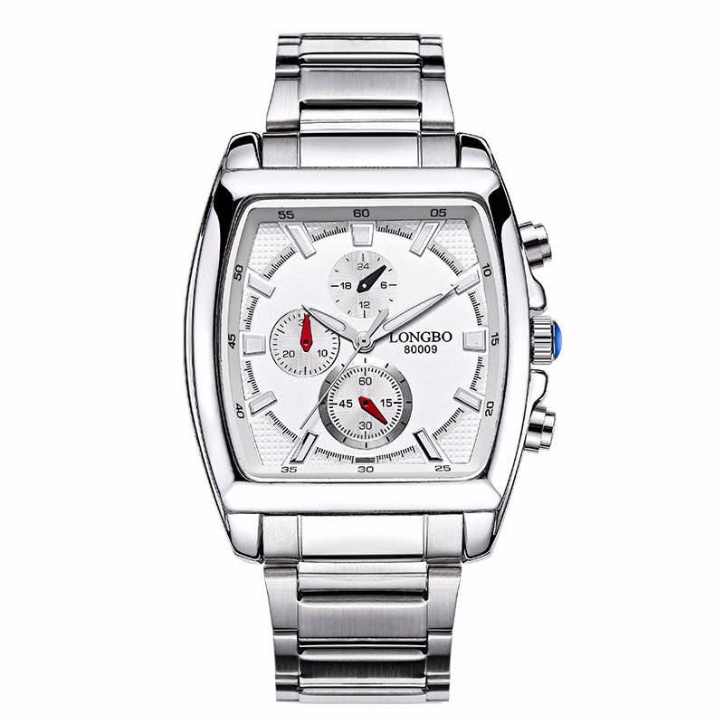 LONGBO Men Full Steel Strap Decorated Small Dials Luminous Display Waterproof Quartz Watch