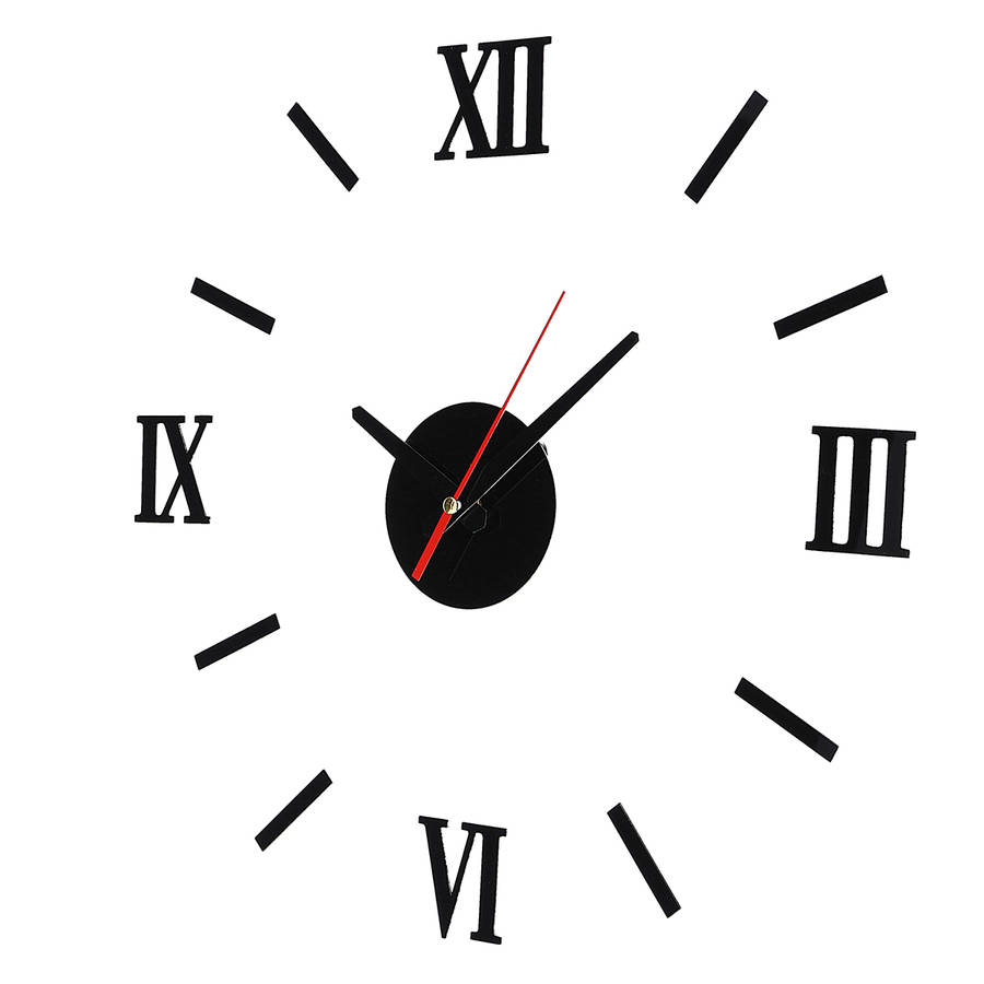 Wall Clock Watch Large Modern Simple DIY Sticker Decal 3D Roman Numeral Hom