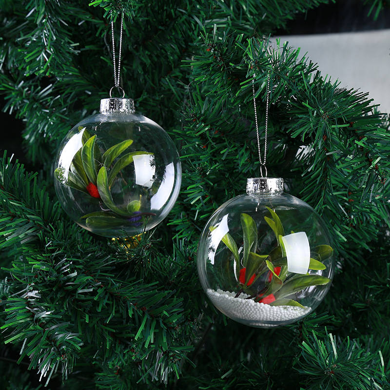 New Christmas 2017 Clear DIY Baubles Shatterproof Seamless Plastic Ball Home Tre