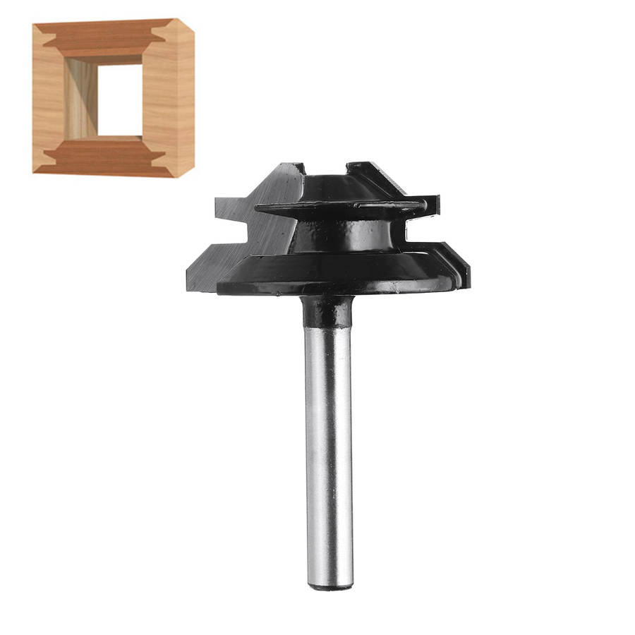 Drillpro 3Pcs 3 Teeth T-shape Tongue & Grooves Router Bit & 45 Degree Lock Miter Router Bit 1/4 Inch