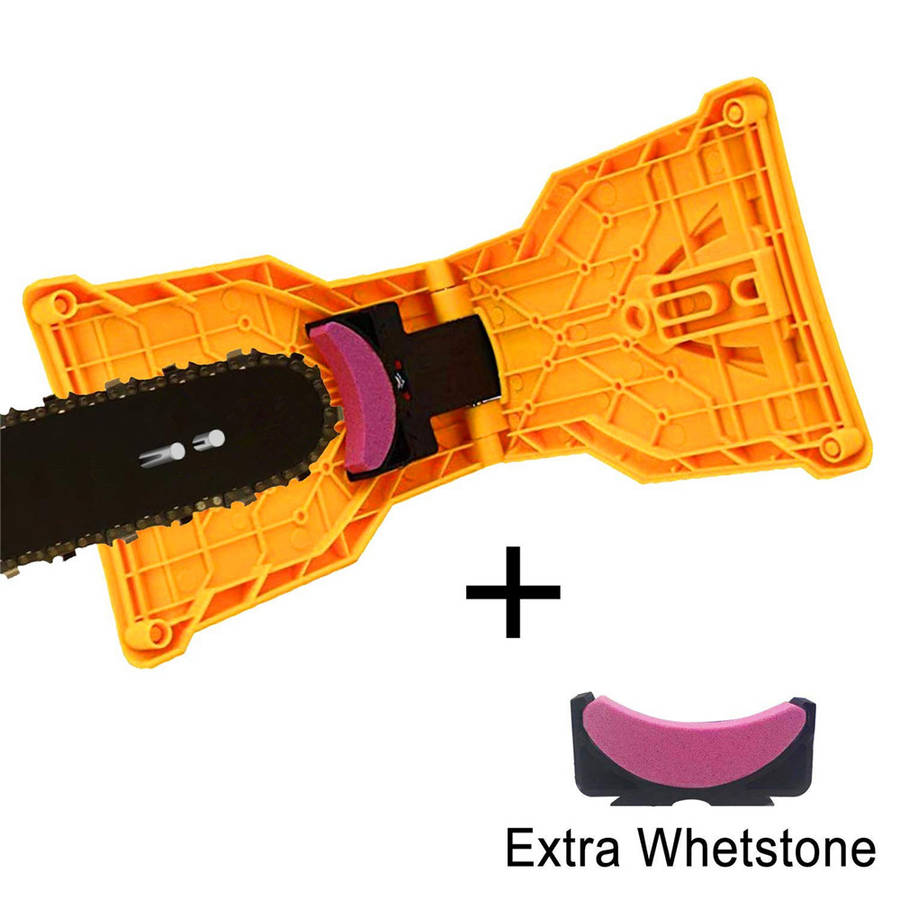 Drillpro Chainsaw Teeth Sharpener with Extra Stone Chainsaw Sharpener Bar-Mount Chainsaw Chain Sharp