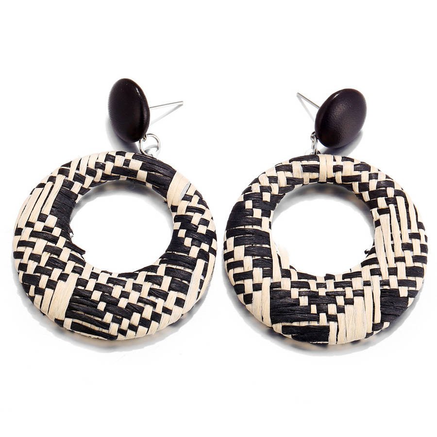 New African Hallow Braided Circle Earring Retro Style Ear Drop Earring For Women