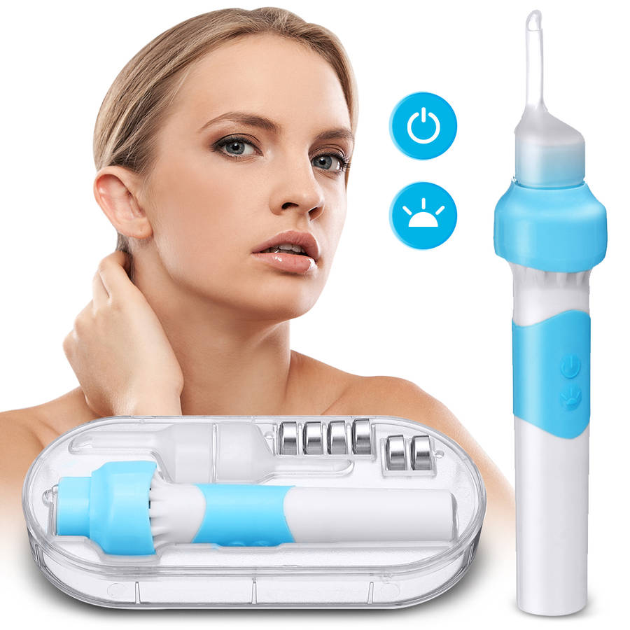 Ear Wax Removal Kit Electric Ear Cleaner Vacuum Ear Spoon with LED Light Soft Ear-Pick Clean Tools S