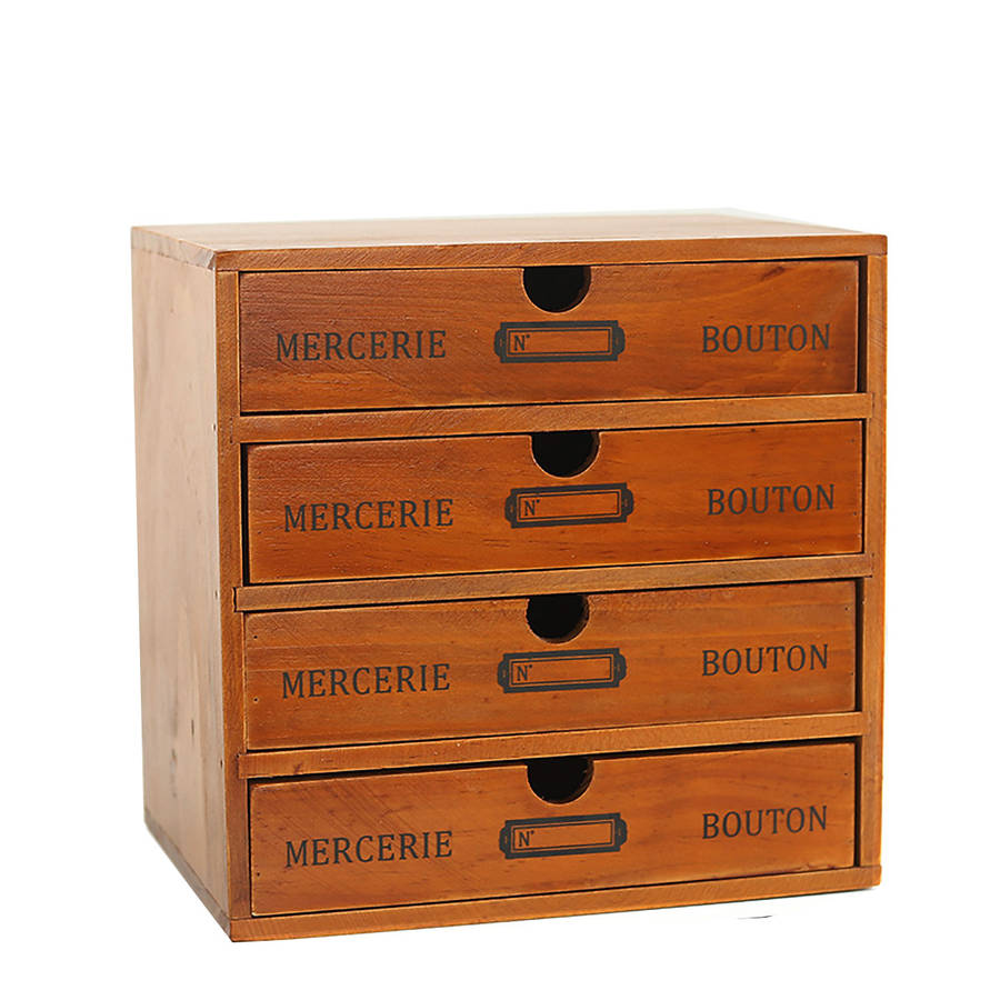 Wooden Drawer Storage Box Retro Desktop Storage Cabinet Sundries Finishing Box