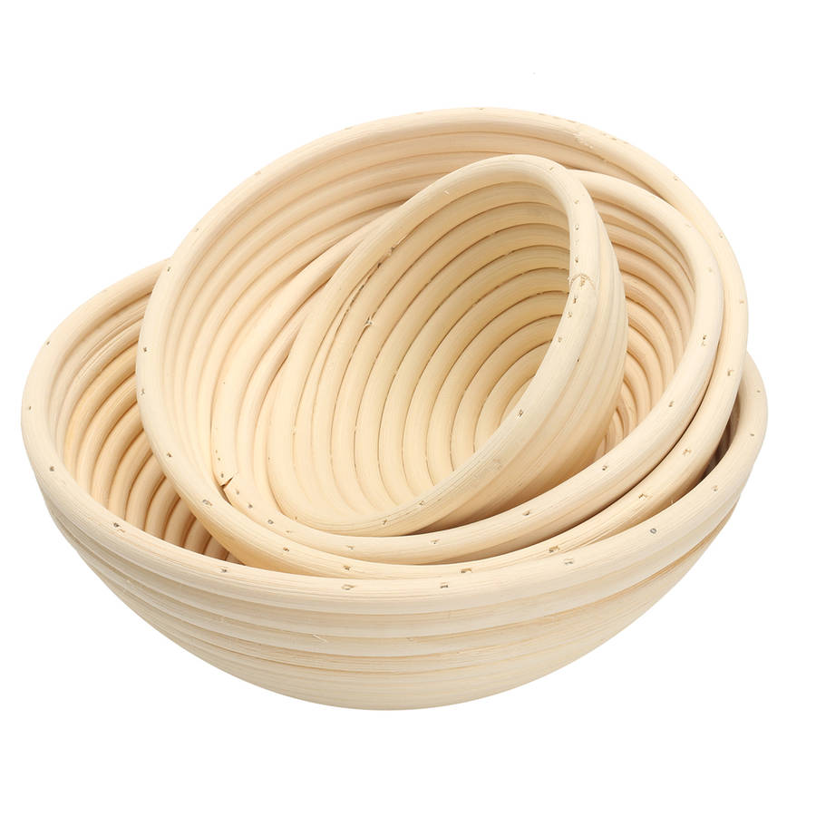 Round Banneton Brotform Rattan Basket Bread Dough Proofing Rising Loaf Proving 4 Sizes (Size #3)