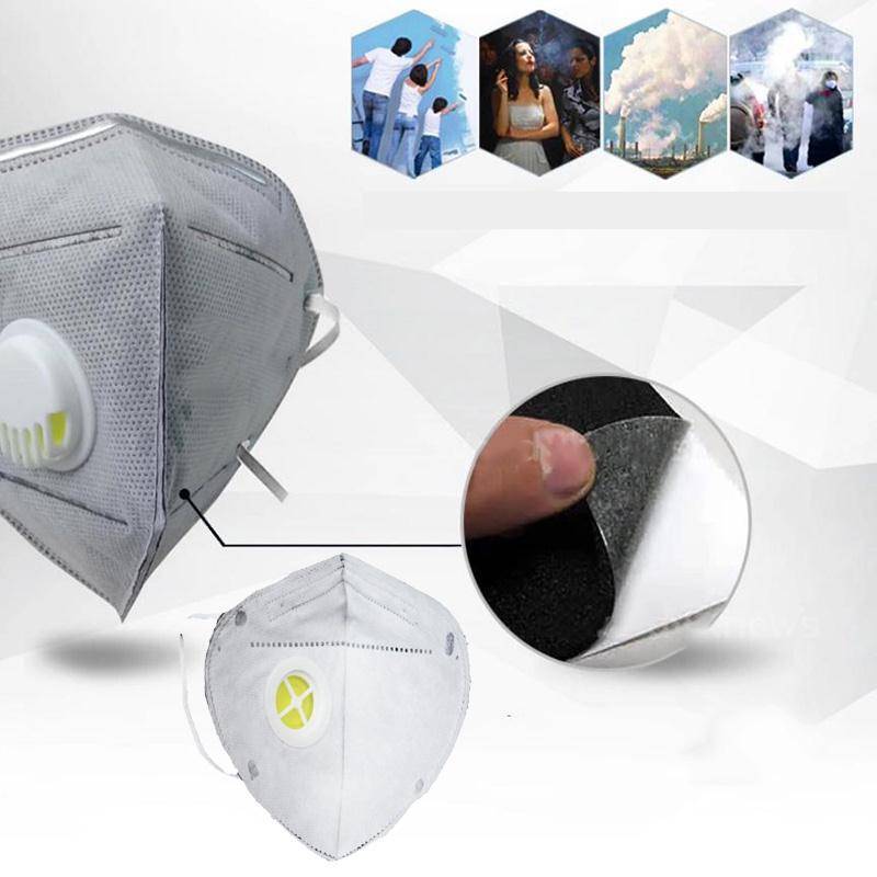 10Pcs Folding Valved Safety Anti-Dust Activated Carbon Charcoal Particulate Respirator Face Mask