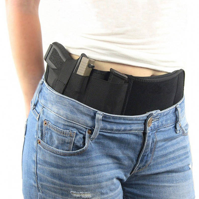 New Concealed Carry Right Hand Waist Belly Band Elastic Holster Gun Holsters Mag