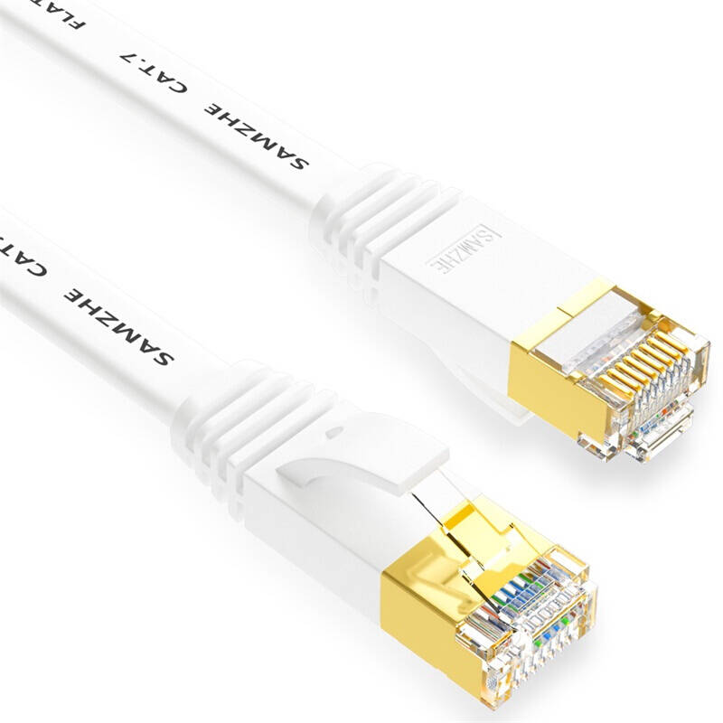 SAMZHE 1~10M CAT7 STP 10Gbps White Flat RJ45 Ethernet Patch Cable Networking LAN Cable