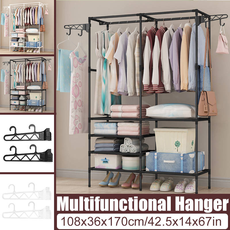 Heavy Duty Clothes Rail Rack Garment Hanging Display Stand Shoe Storage Shelf