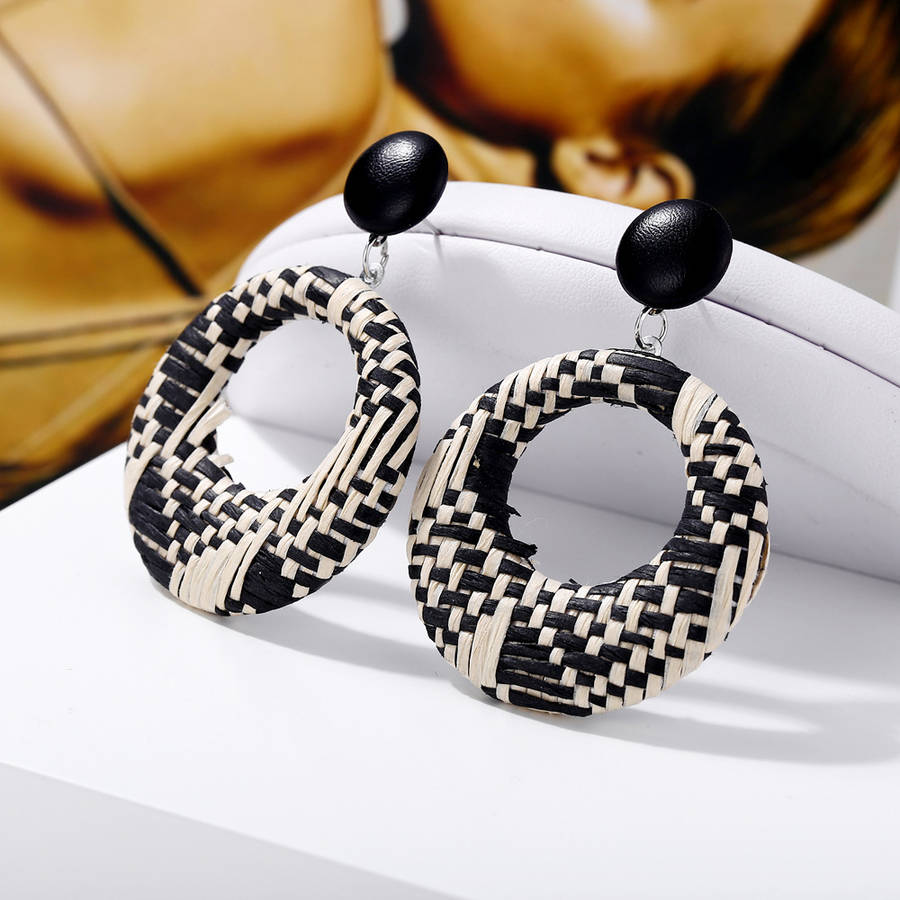 New African Hallow Braided Circle Earring Retro Style Ear Drop Earring For Women