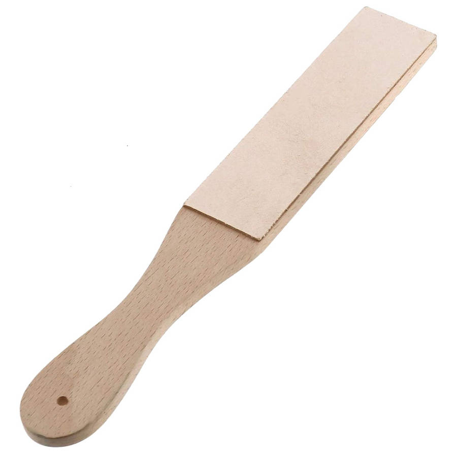 Dual Sided Leather Sharpening Wood Handle Strop Tool with Buffing Compounds for Chisels Tools Polish