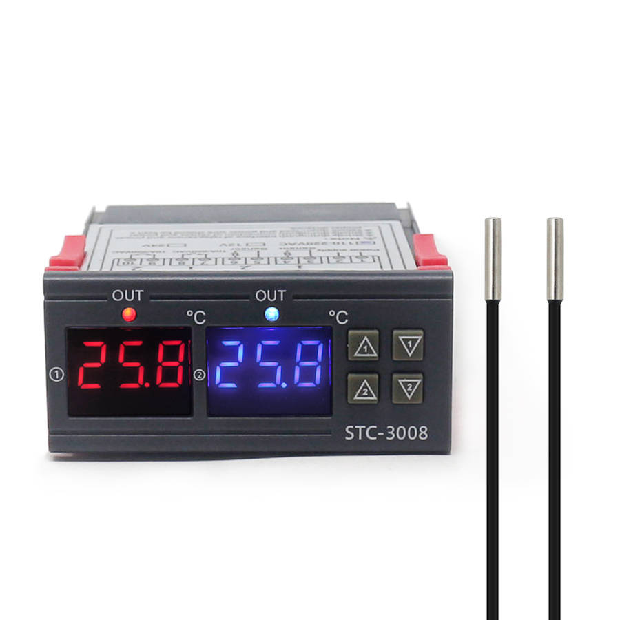 Dual Digital Incubator Thermostat Temperature Controller Two Relay Output Thermoregulator