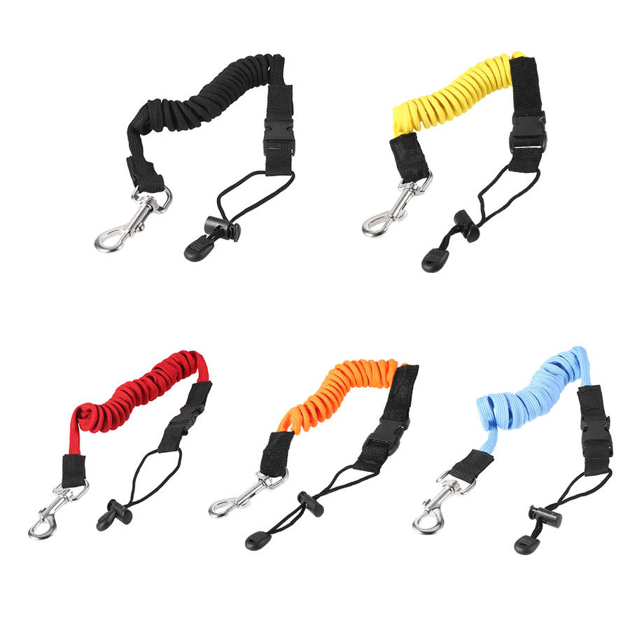 Elastic Kayak Canoe Paddle Leash with Metal Hook Surfboard Surfing Rope Safety Rowing Boats Lanyard