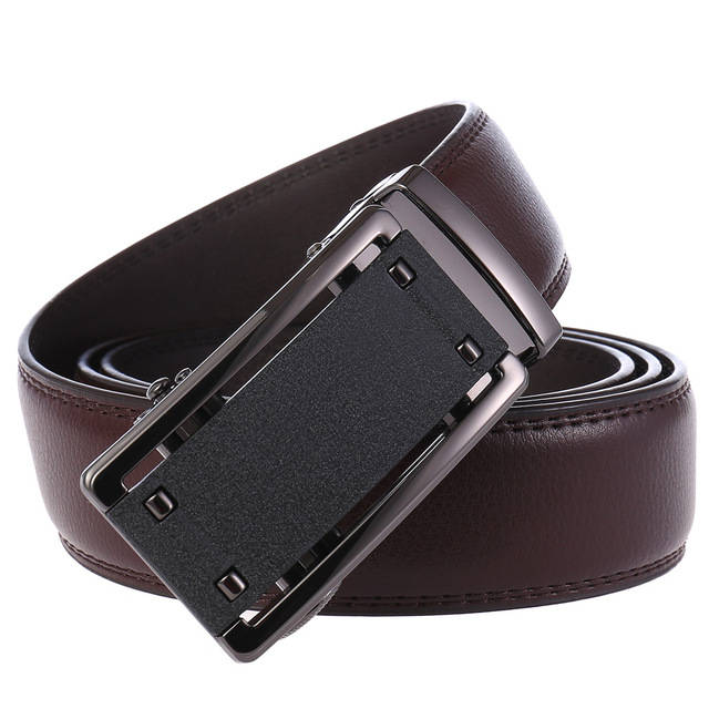 New Men's Two-layer faux leather Belt Business Belt Automatic Buckle Belt Explosion Models