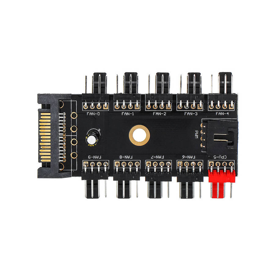 Computer Chassis 4pin Speed Temperature Control Cooling Fan PWM Fan Hub Speed Controller Support 8-w