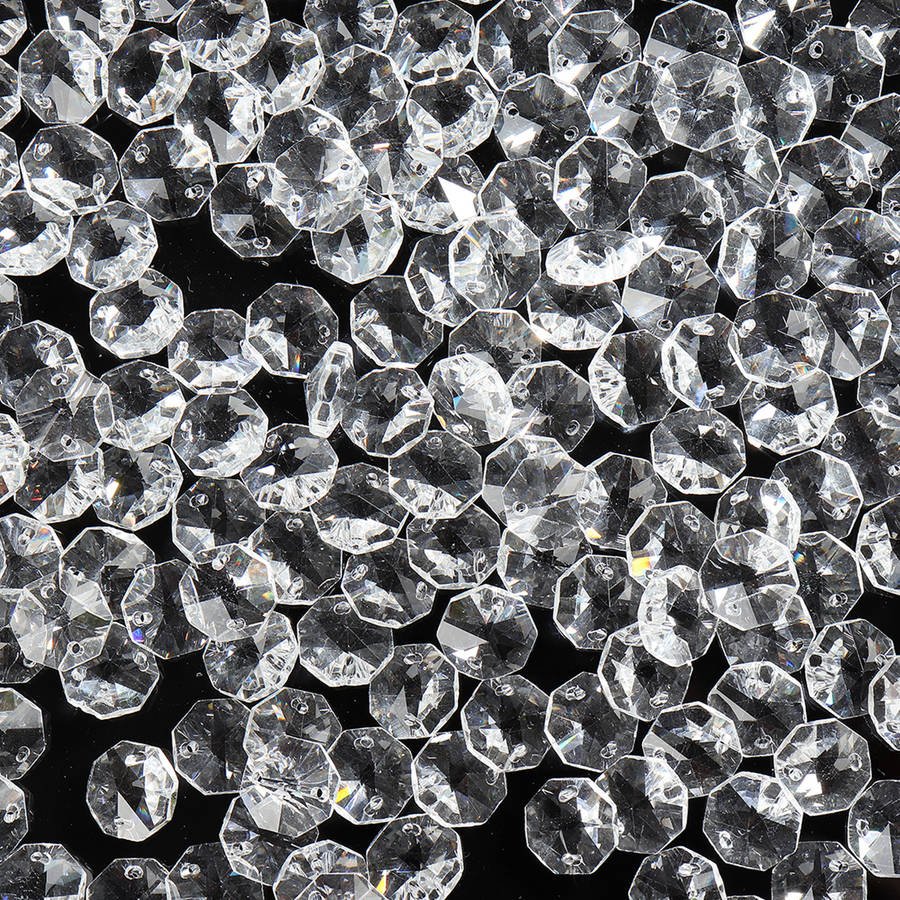 200PCS 14MM Diameter Clear Crystal Glass Chandelier Part Prisms Octagonal