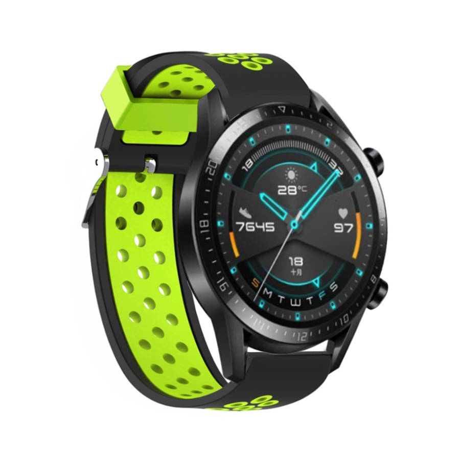 Bakeey 22MM Colorful Silicone Watch Band For Huawei Watch GT 2 46MM Version (Color Black+Green)