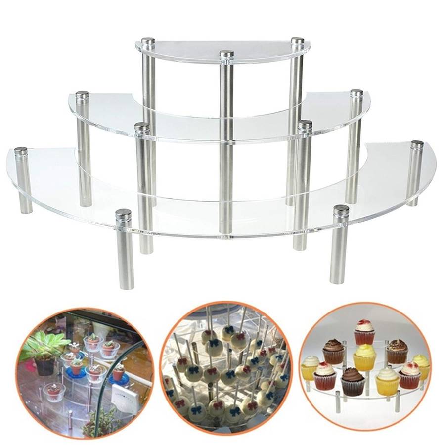 3 Tiers Cupcakes Stand Acrylic Display Desserts Stand For Home Birthda
