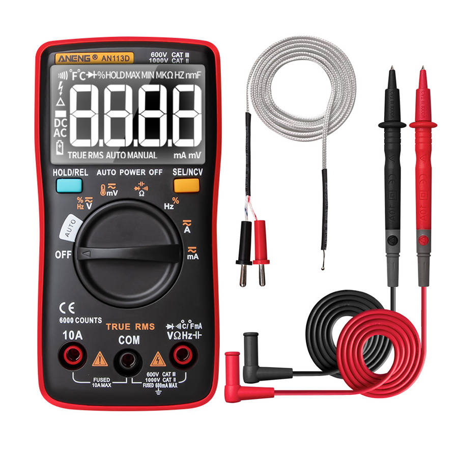 ANENG AN113D Intelligent  Auto Measure True- RMS Digital Multimeter 6000 Counts Resistance Diode Con