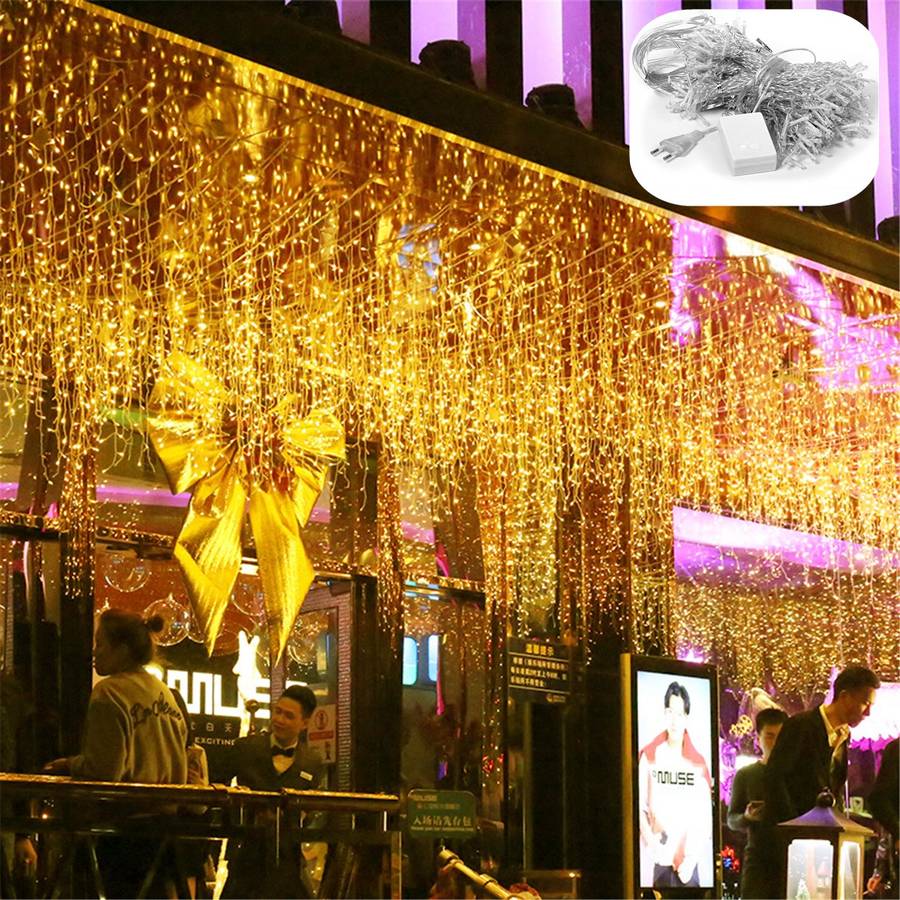 New 6M*3M EU Plug Icicle Window 600 LED Curtain Starry Fairy String Light for Ho