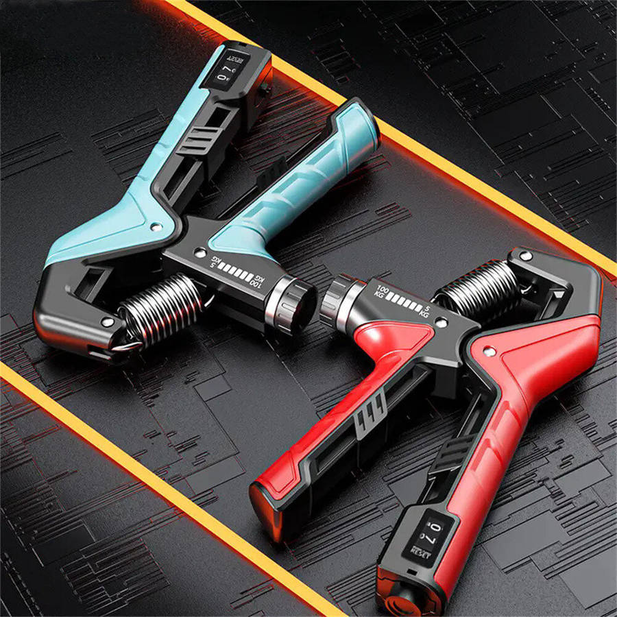 Red - MACYO MA630 5-100kg Adjustable Electronic Counting Hand Gripper Double Thickness Spring Streng