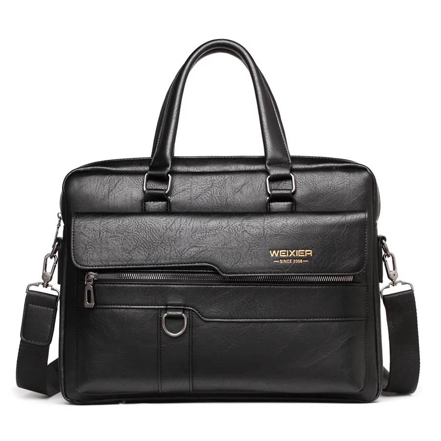 Dark Brown - WEIXIER Men's Briefcase Retro Business Casual Laptop Bag Office High Quality PU Leather