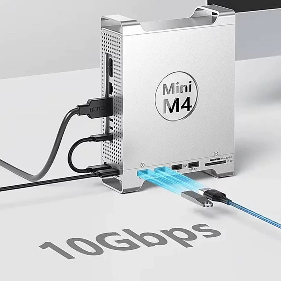 Gray - Vertical Docking Station for Mac Mini M4/M4 Pro With M.2 NVMe SSD Hard Drive Case SD/TF Port
