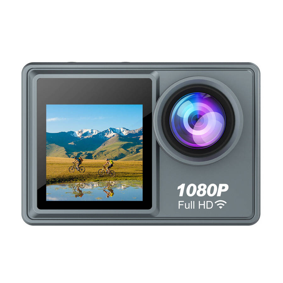 1080P Action Camera with 2.0inch Display Dual Colorful Screen 140 Wide Angle IP68 30m Waterproof Spo