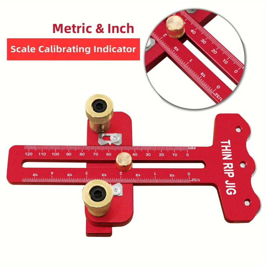 Red - Thin Table Saw Jig Adjustable Aluminum Guide Fits 3/8 x 3/4 U Slot 1/4 x 3/8 T Slot Precision