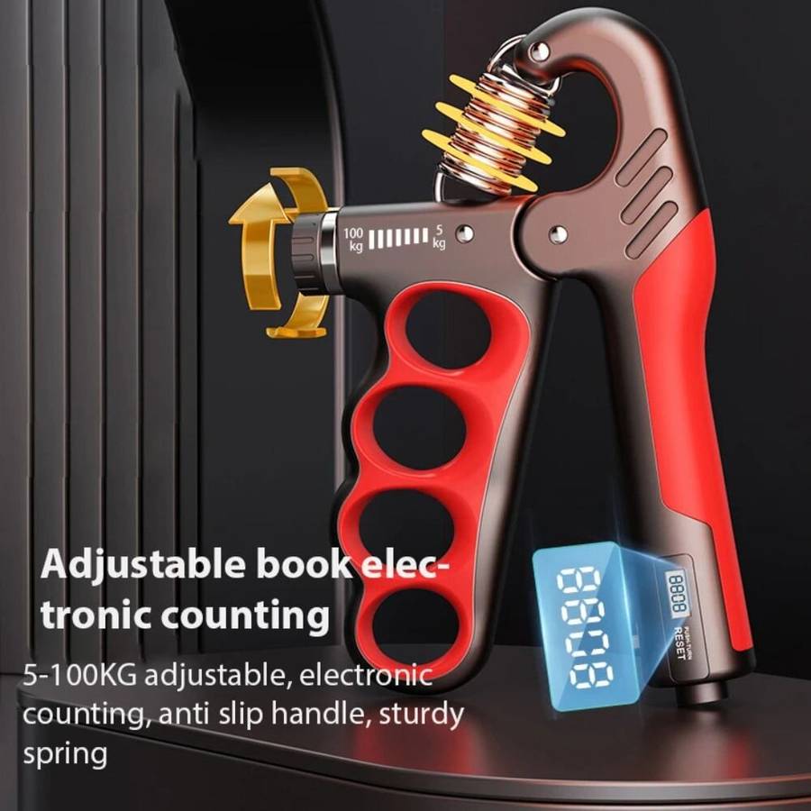 Orange - KALOAD 5-100 KG Adjustable Resistance Electronic Counting Hand Grip Strength Trainer Wrist