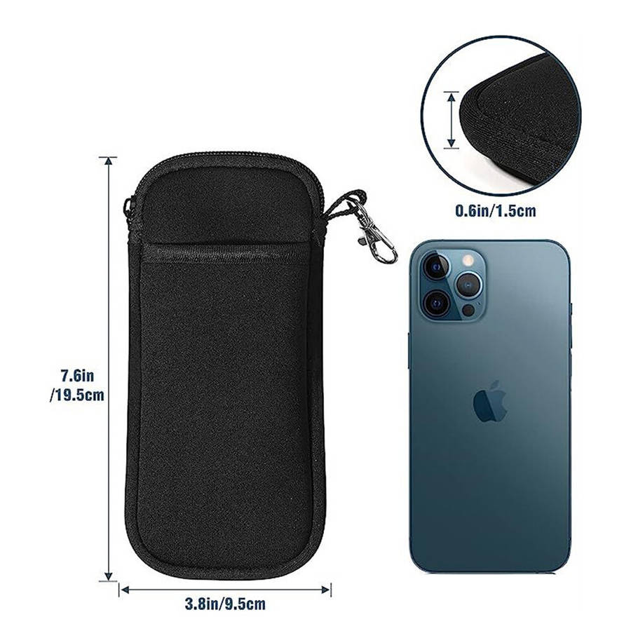 Blue - Portable Soft Zipper Glasses Bag with Buckle Lightweight Double Pockets Case can Store Mobile