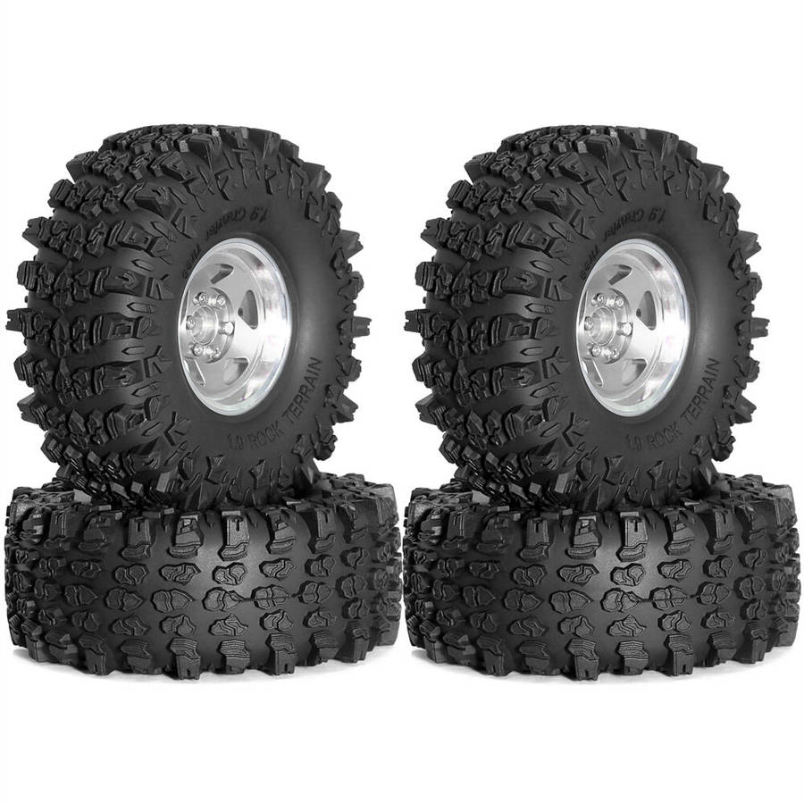 Black - 4PCS Upgraded 1.9 Inches Tires Aluminum Alloy Wheel Rims for 1/10 Axial SCX10 III Yikong YK4