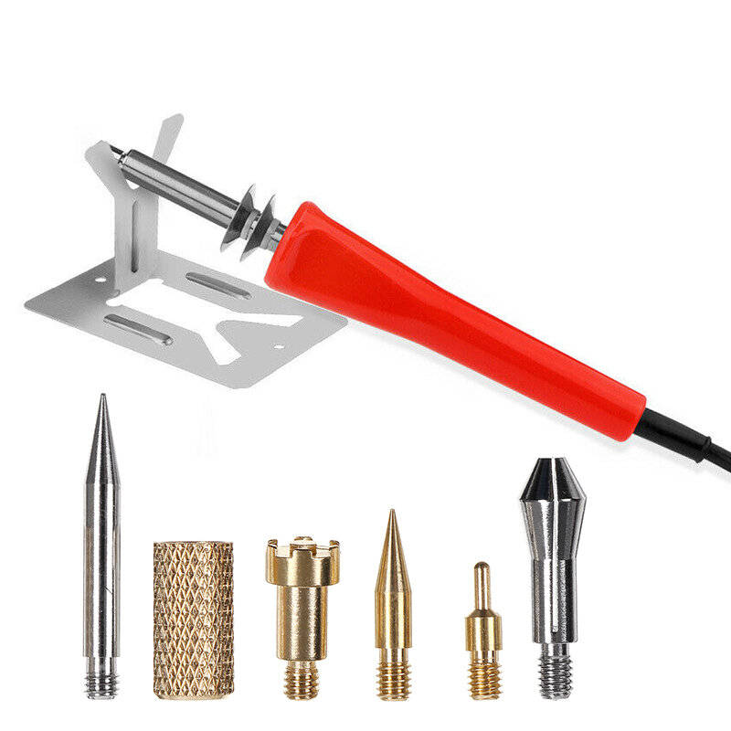 7Pcs Electric Wood Burning Tool Kit Craft Set Soldering Pyrography Art Pen Tips