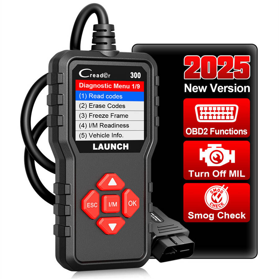 Black - Launch CR300 Full OBD2 Scanner CAN Auto Code Reader Diagnostic Tools I/M Engine Battery Test
