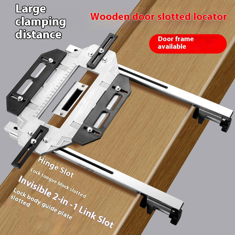 Sliver - Aluminum Alloy Door Hinge Jig Guide Woodworking Hole Opener Door Slotting Locator Door Lock