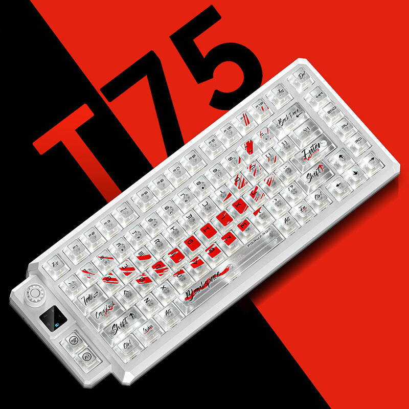 Pink - LANGTU T75 Tri-mode Gaming Mechanical Keyboard with Multimedia Knob83+2 Keys Customized Hot S