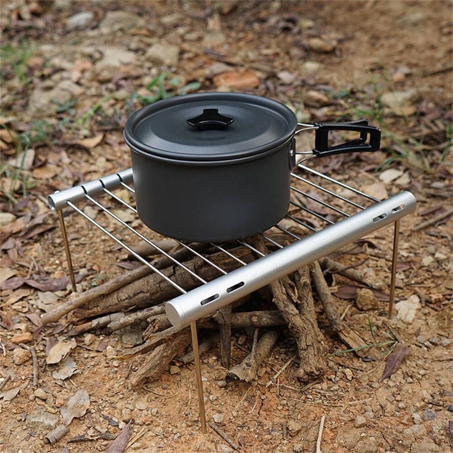 Silver - IPRee Mini Pocket BBQ Grill Portable Stainless Steel BBQ Grill Folding BBQ Grill Stove Rack