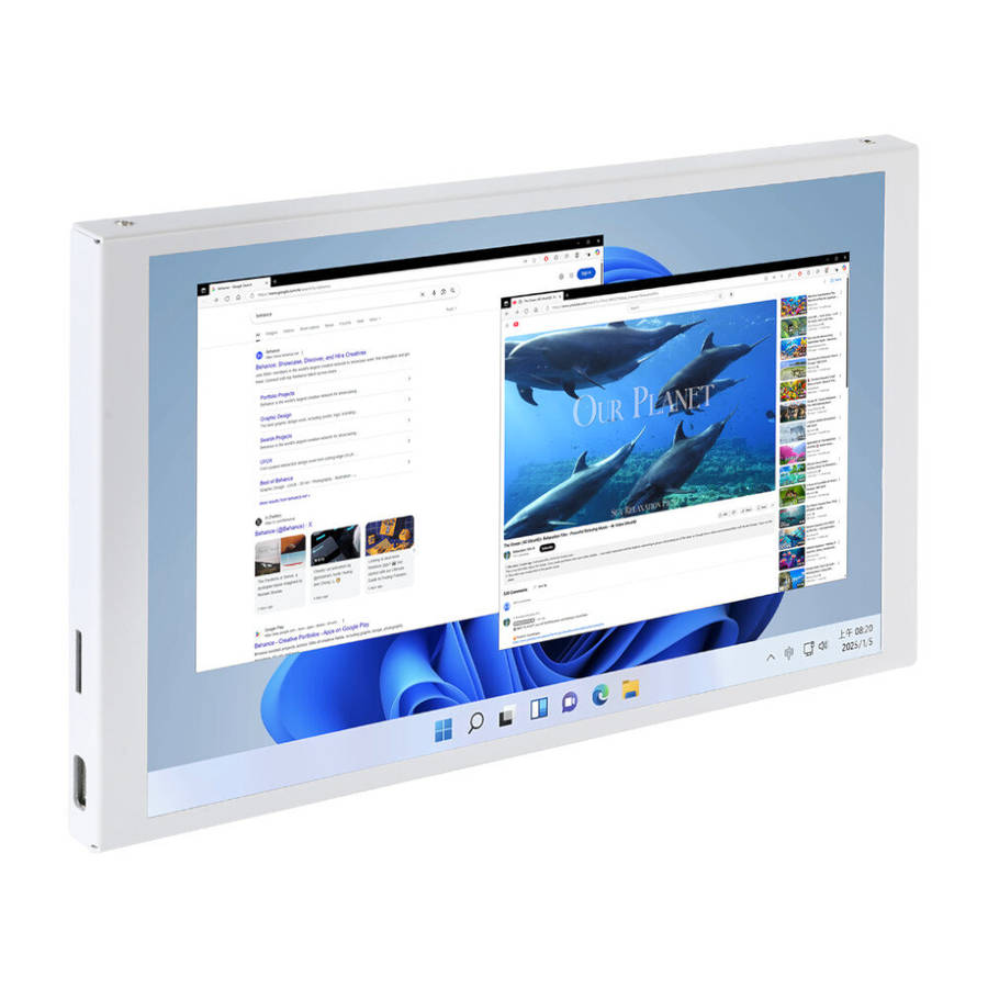 White - Turing Smart Display 8 inch IPS Sub-screen Chassis Type-C Computer Monitoring USB Free AIDA6