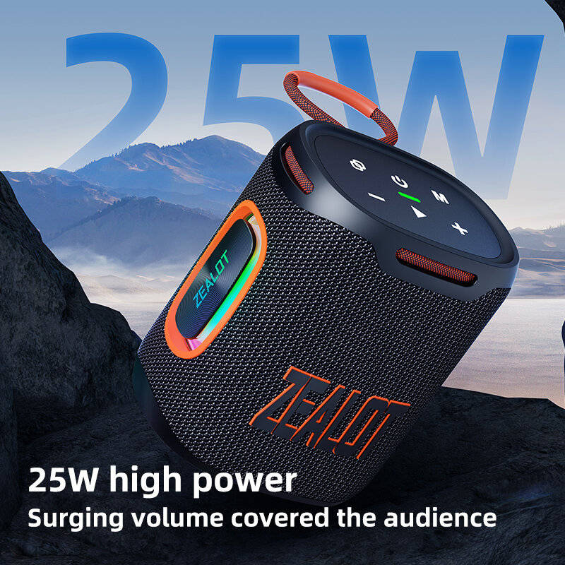 Black - ZEALOT S122 25W Portable Speaker Wireless bluetooth Speaker 76mm Large Driver HiFi Sound 600