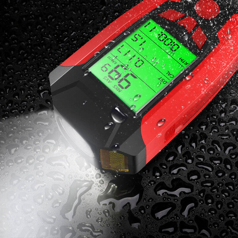 Black - BIKIGHT 3-in-1 350LM COB Bike Light + USB Horn Lamp + Speed Meter LCD Screen 5-Modes Waterpr