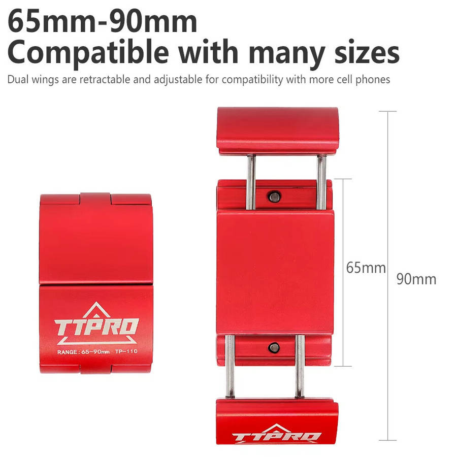 Red - TTPRO Mini Hidden Ring Bicycle Phone Holder Aluminum Alloy Anti-slip Compatible with Multiple