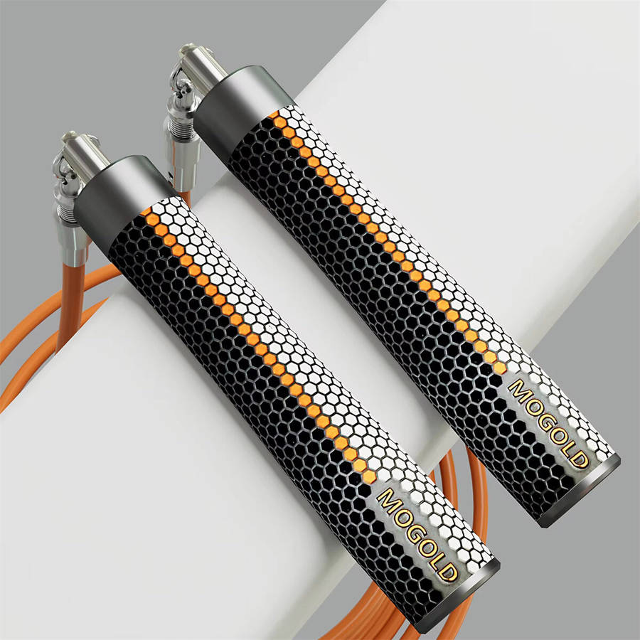 Black - Mogold Weighted Jump Ropes Adjustable Length Weights 360 Degree Spin Ergonomics Grip Skippin